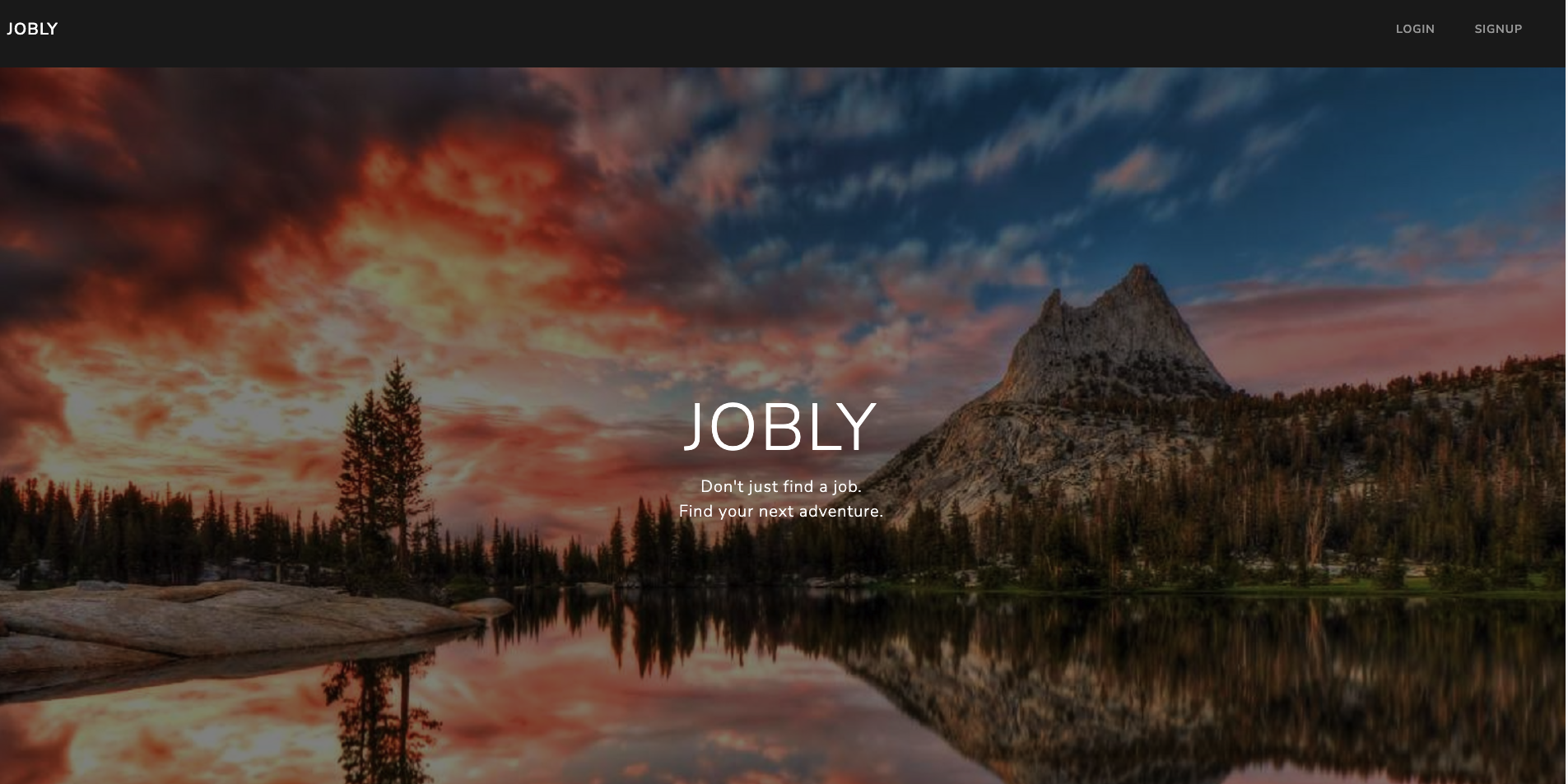 homepage of Jobly